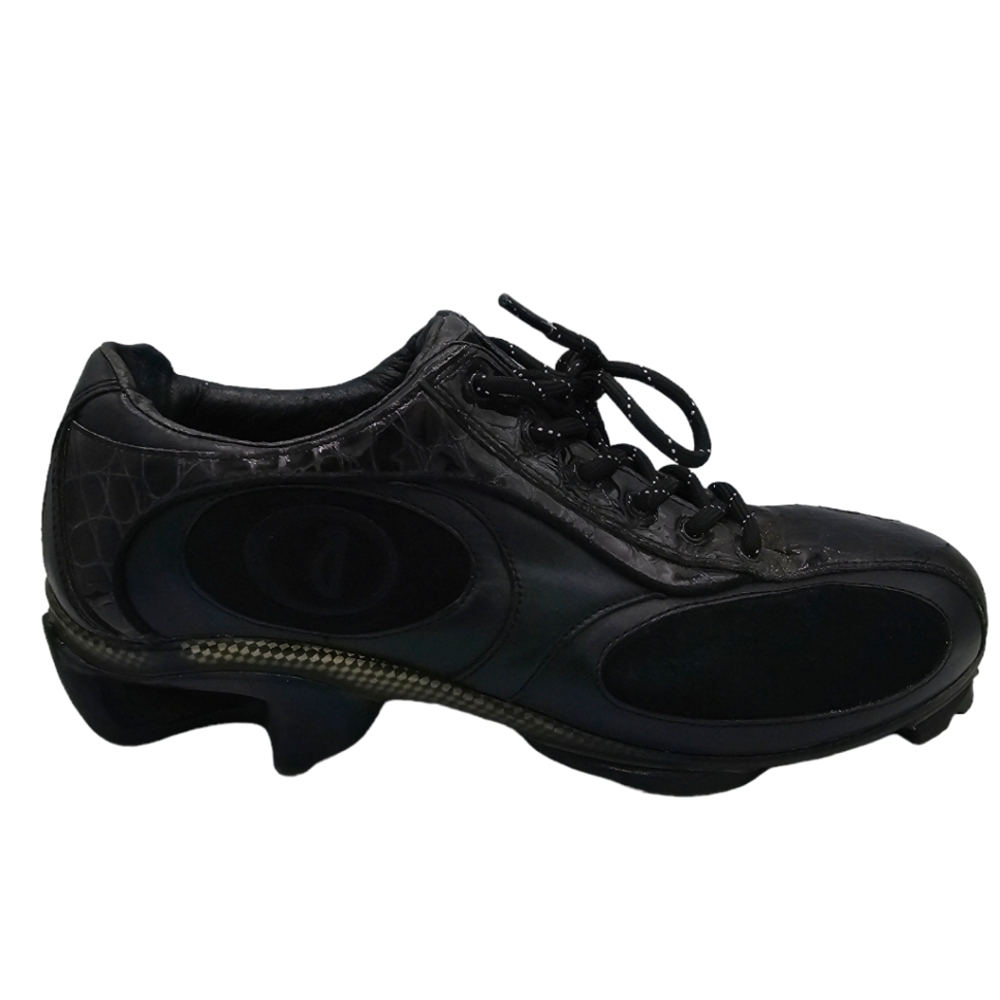 Like New Asgi Embossed Black Leather Suede Lace Up Shoes Size 7M